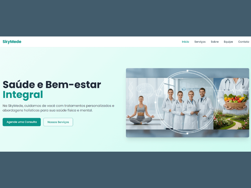Demonstração do site da Clínica SkyMede