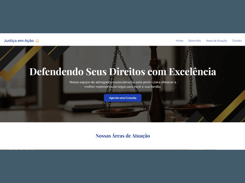 Demonstração do site de Advocacia 'Justiça em Ação'