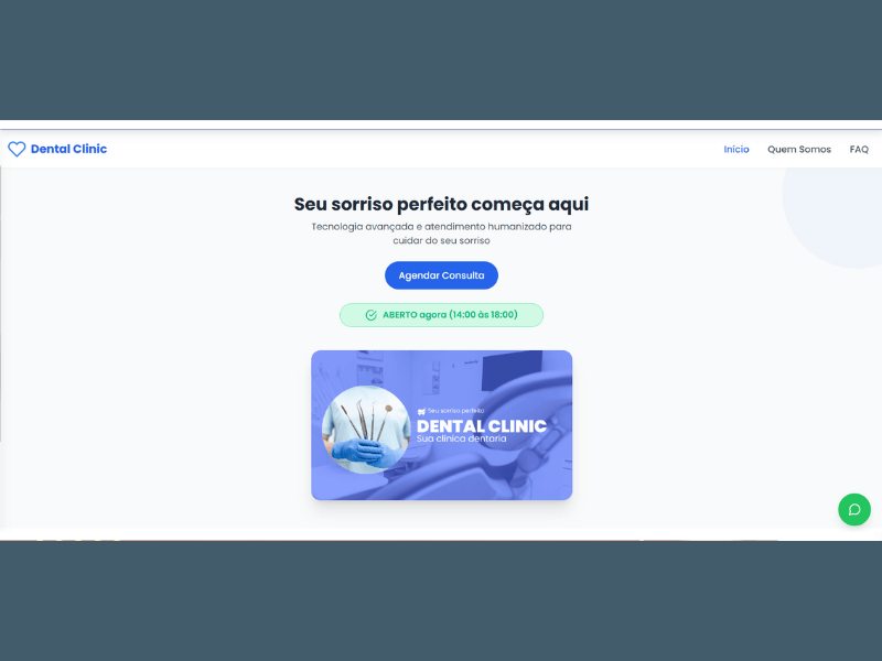 Demonstração do Mini Site para Clínica Odontológica