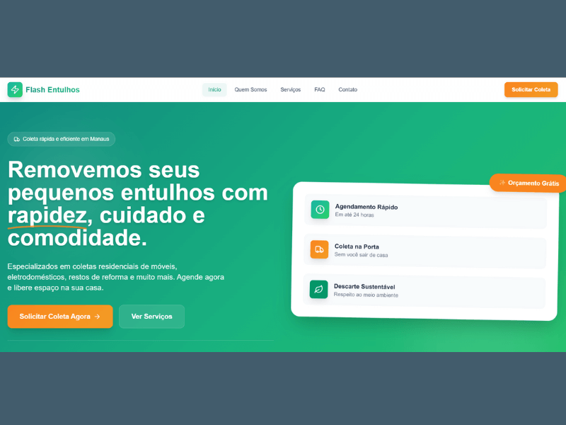 Demonstração do site Flash Entulhos