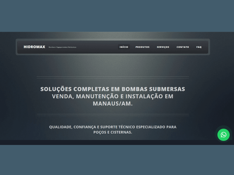 Demonstração do site Hidromax