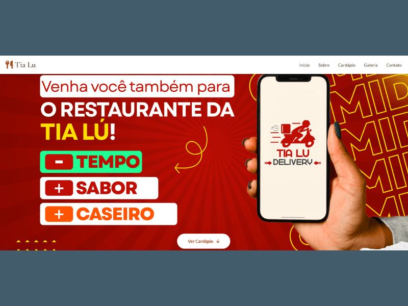 Demonstração do site do Restaurante Tia Lu