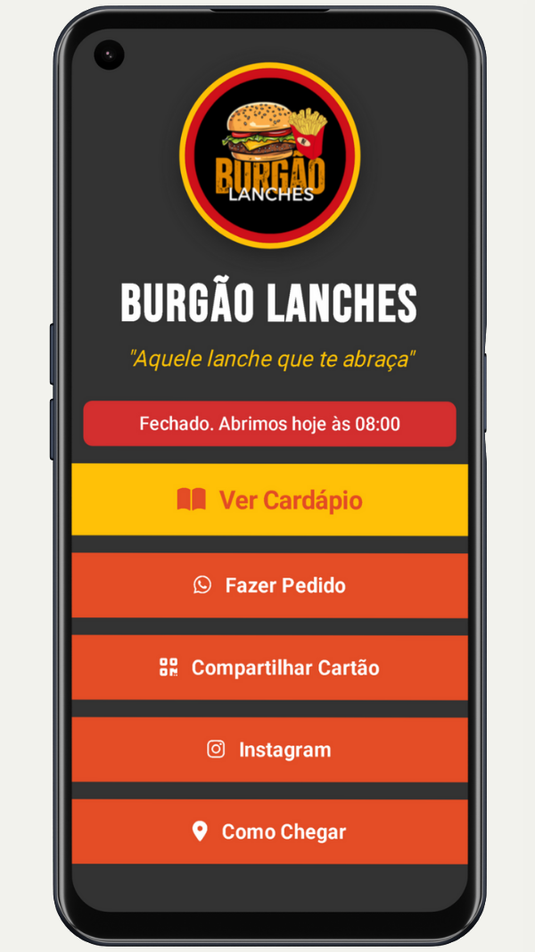 Cartão Digital Interativo do BURGÃO LANCHES